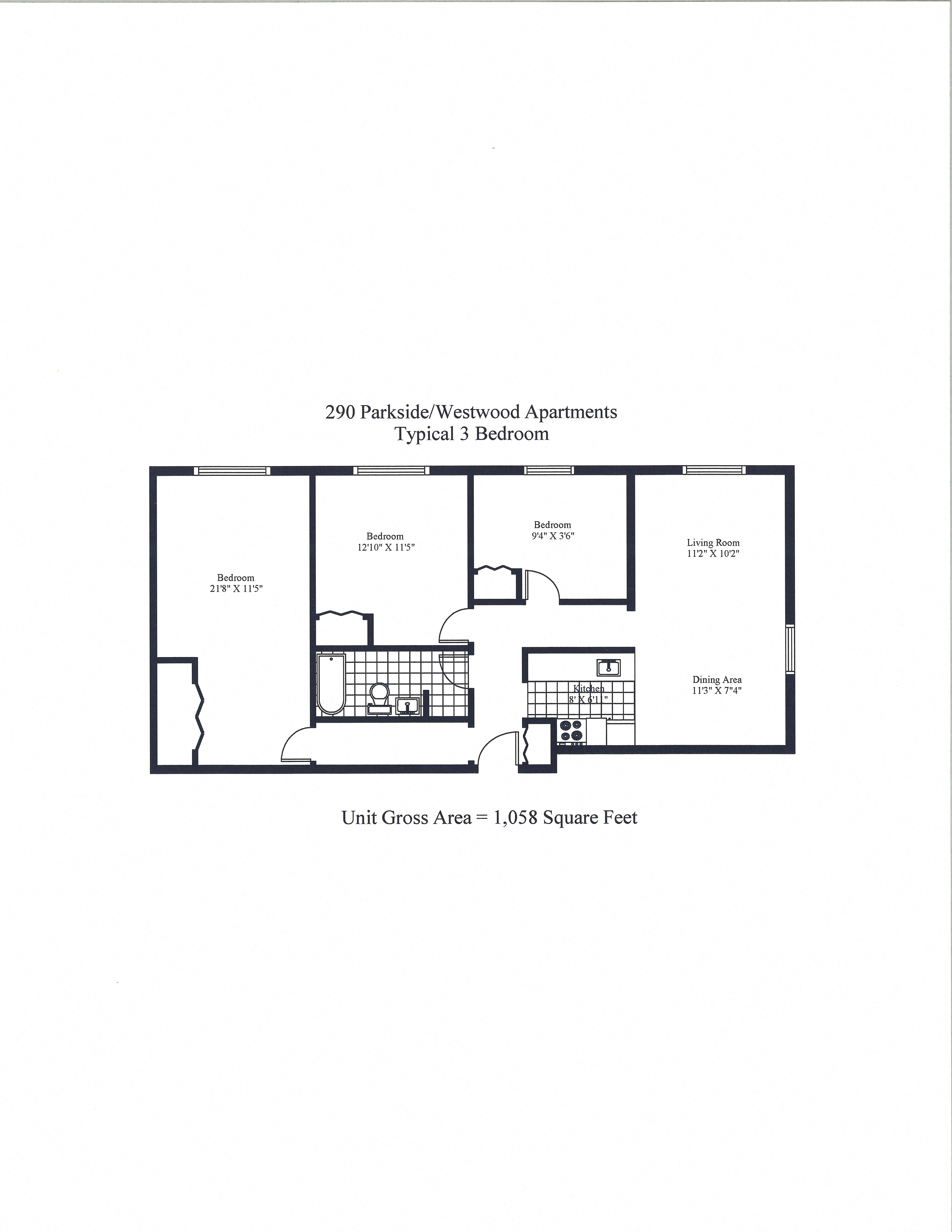 Floor plan for 3 beds